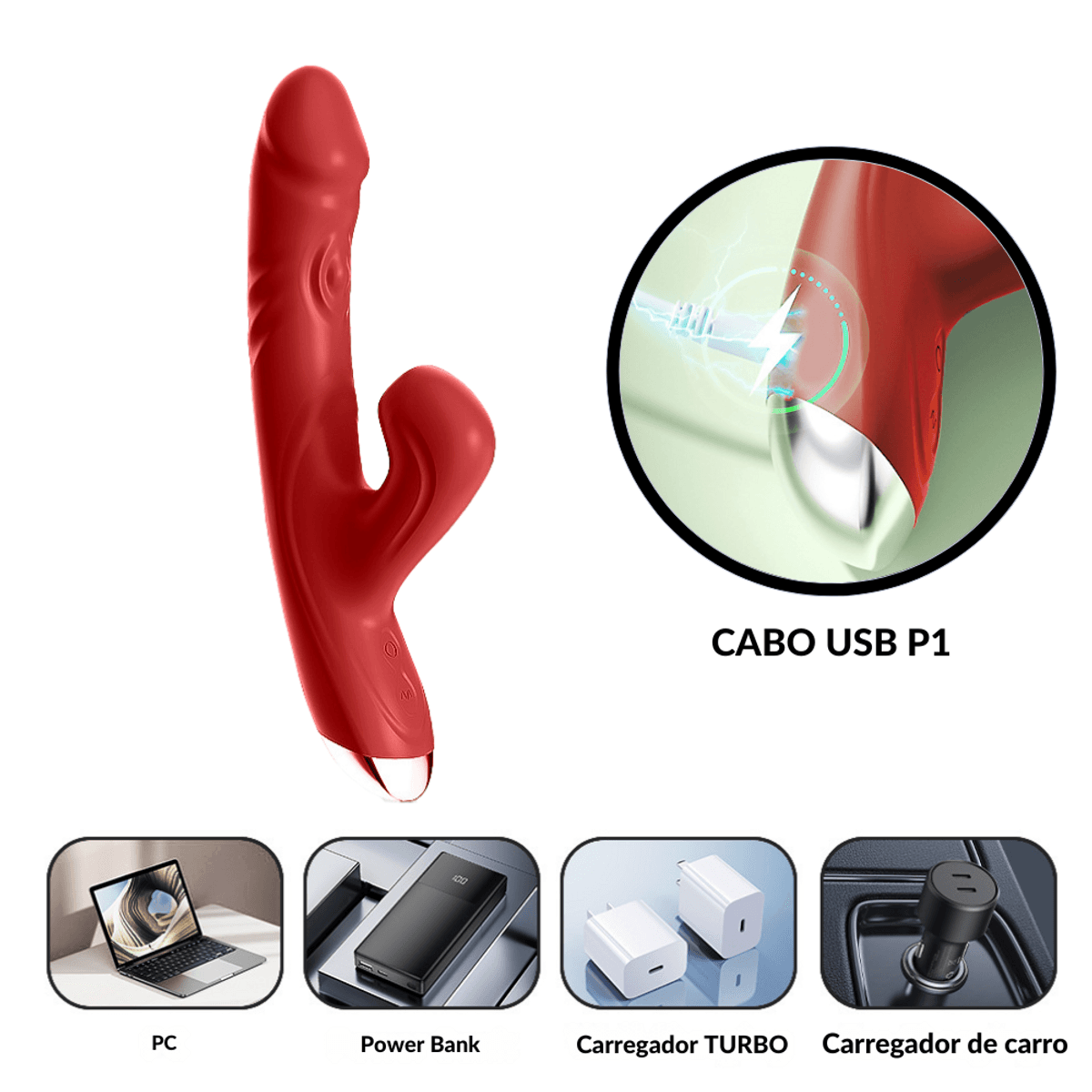 Vibrador Com Pulsação Ondas Pressão Múltiplas Vibrações - detalhe