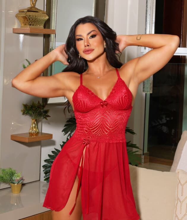 Camisola Sexy em Tule com Fenda – Annie